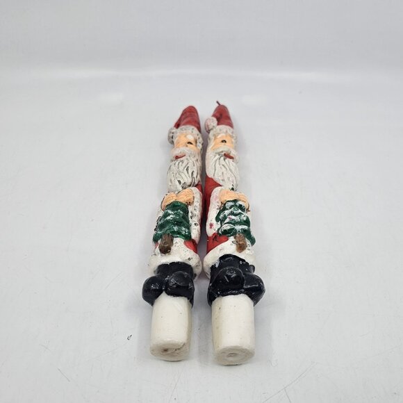 Vintage Santa Claus Christmas Sculpture Candles 10 in Lot of 4 Red White - Picture 8 of 11